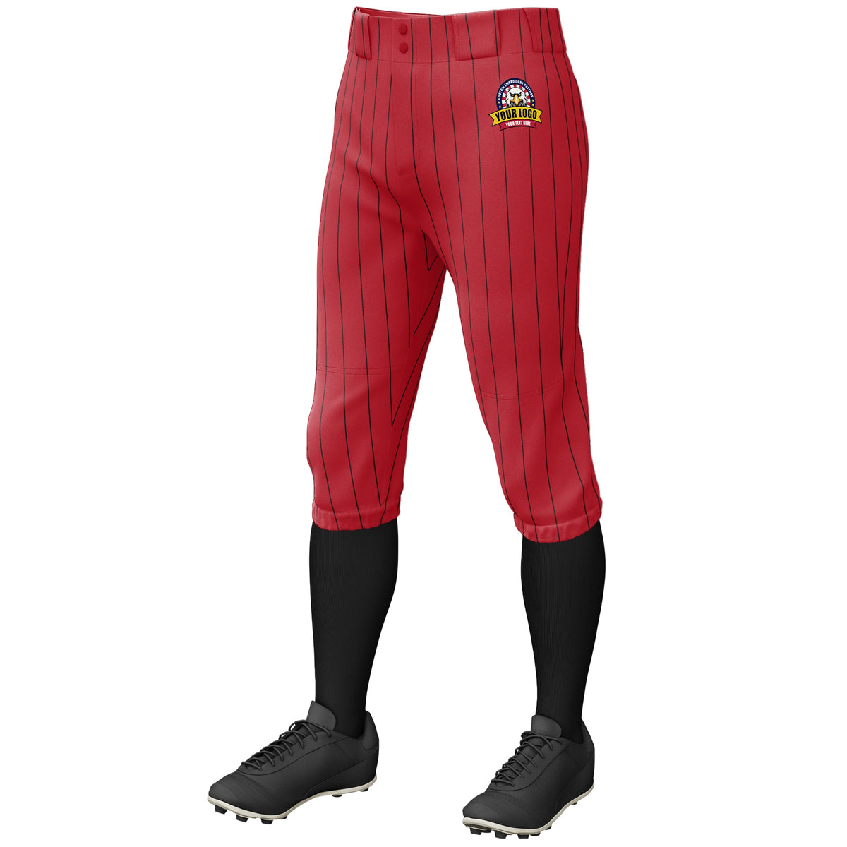 Custom Red Black Pinstripe Fit Stretch Practice Knickers Baseball Pants
