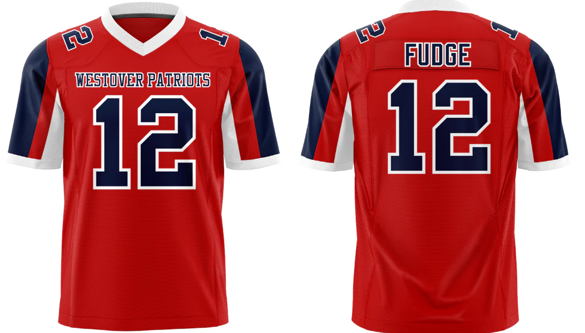 Custom Red Navy-White Classic Style Mesh Authentic American Football Jersey