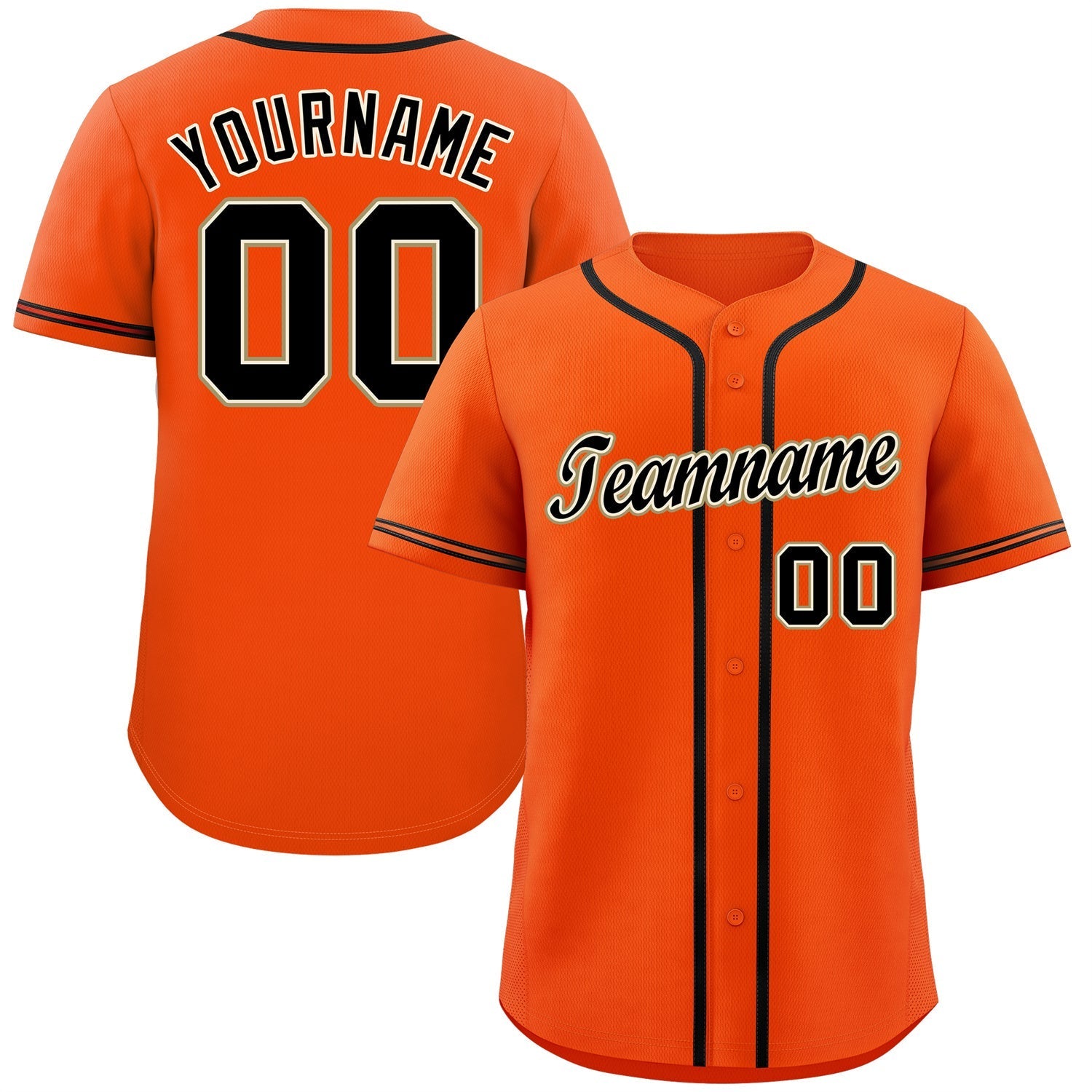 Custom Orange Black-Old Gold Classic Style Authentic Baseball Jersey