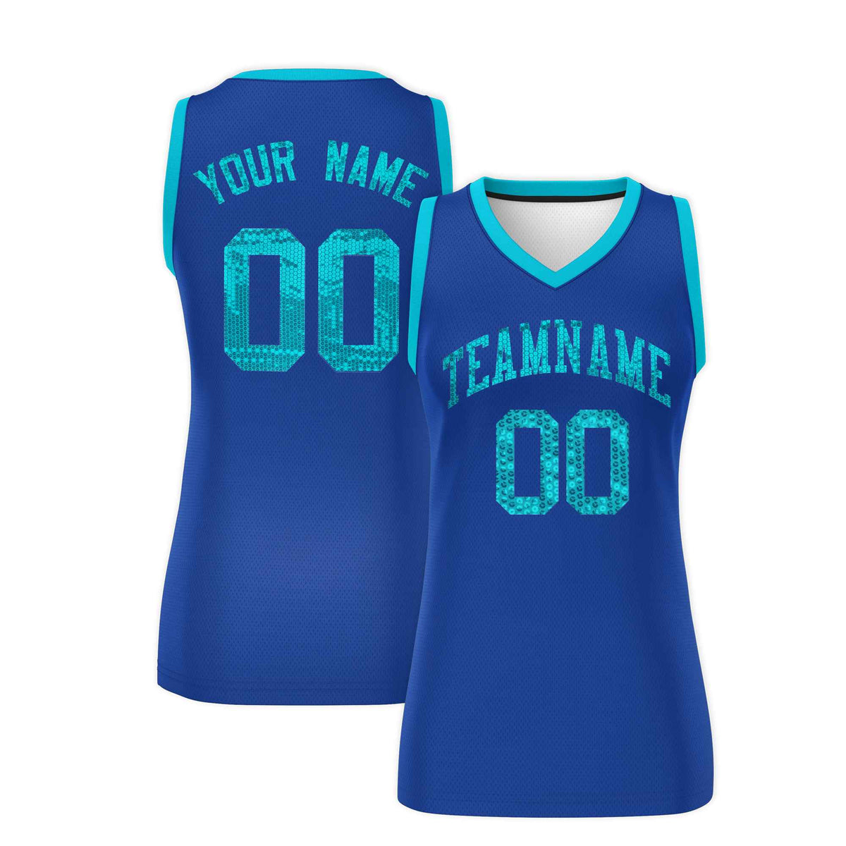 Custom Royal Sky Blue Women Basketball Jersey Sequined Dress|KXKSHOP