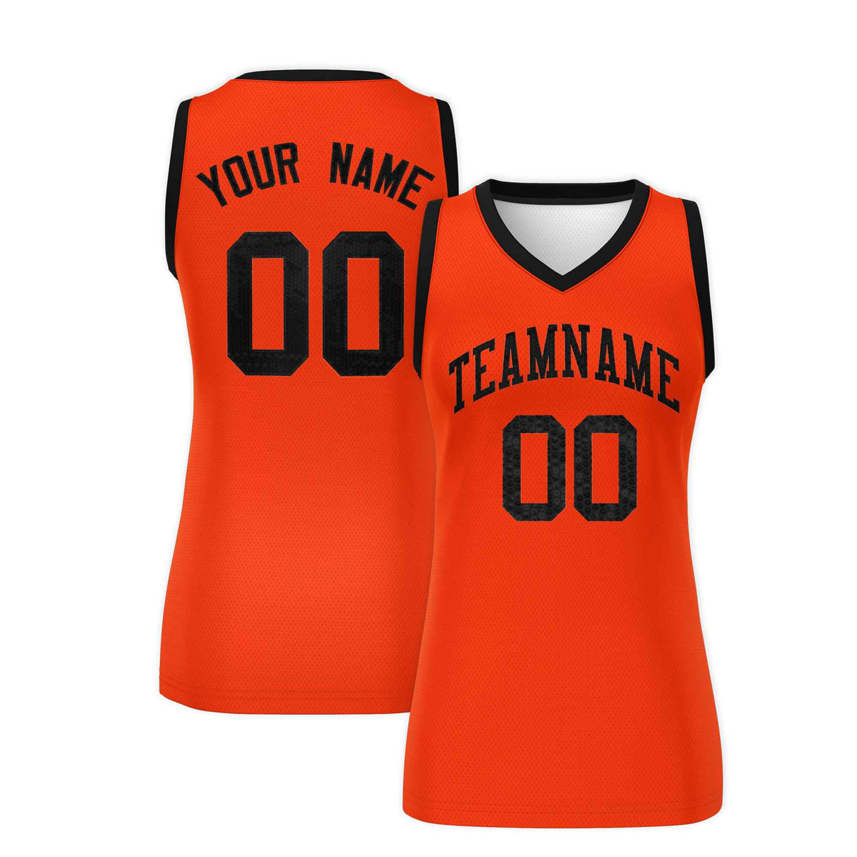 Custom Orange Black Women Basketball Jersey Sequined Dress|KXKSHOP