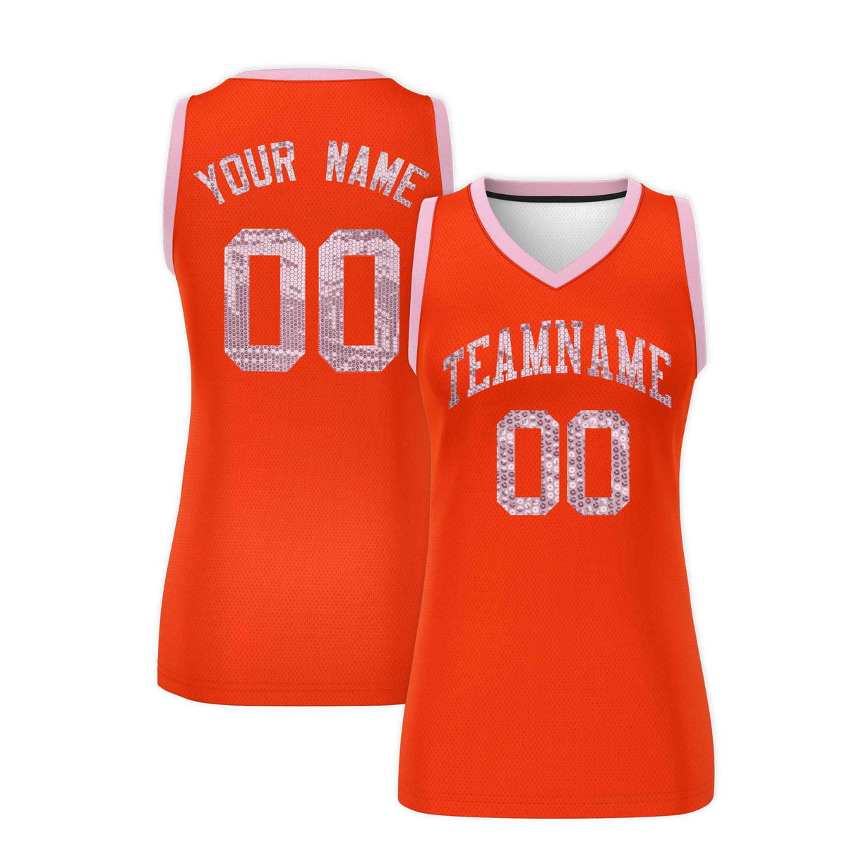 Custom Orange Light Pink Women Basketball Jersey Sequined Dress|KXKSHOP
