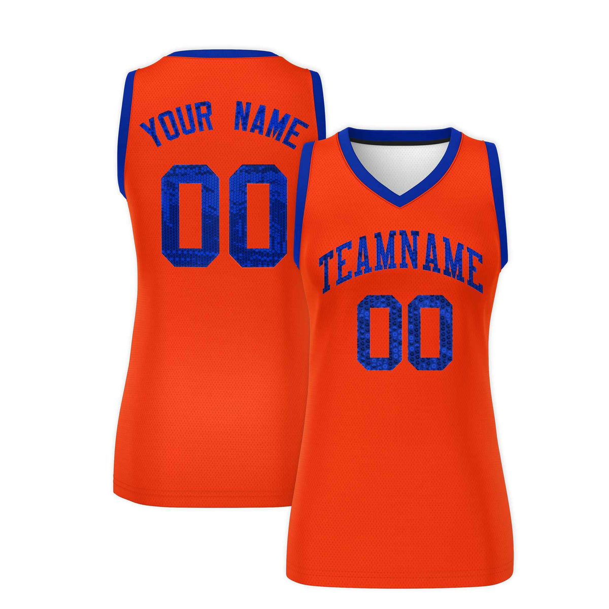 Custom Orange Royal Women Basketball Jersey Sequined Dress|KXKSHOP