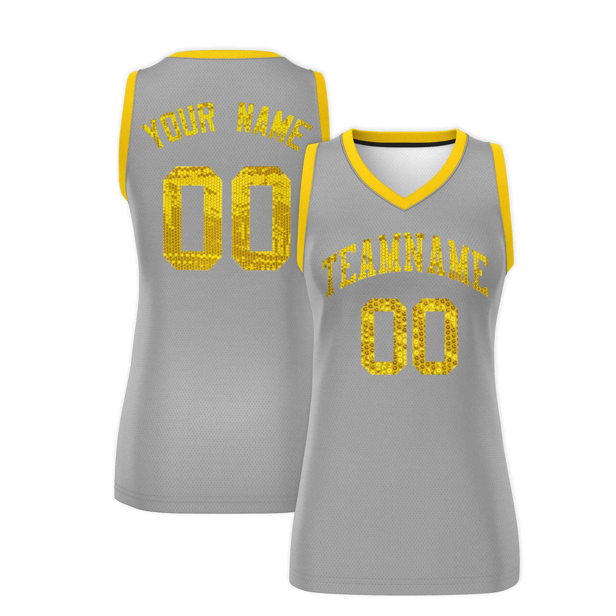 Custom Silver Gold Women Basketball Jersey Sequined Dress|KXKSHOP