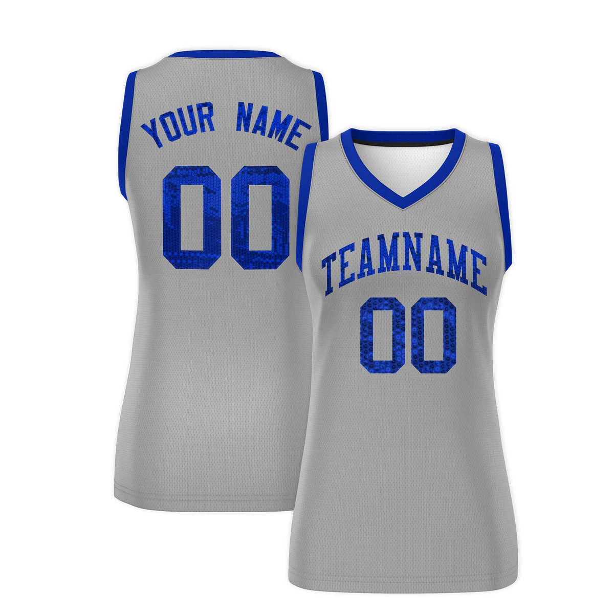 Custom Silver Royal Women Basketball Jersey Sequined Dress|KXKSHOP