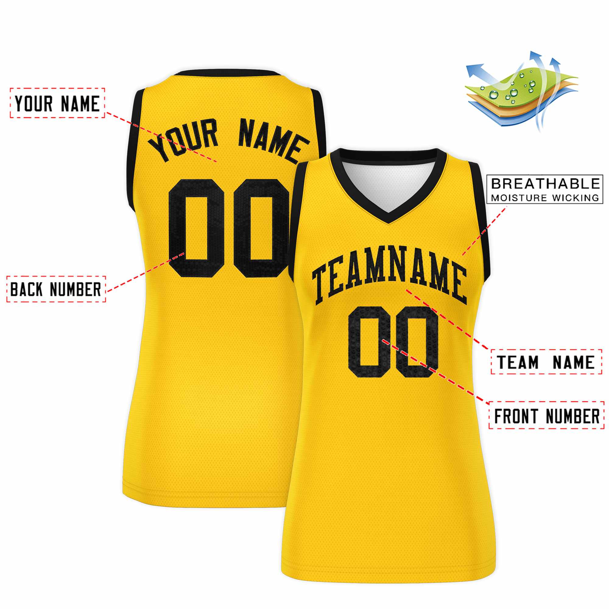 Custom Gold Black Women Basketball Jersey Sequined Dress|KXKSHOP