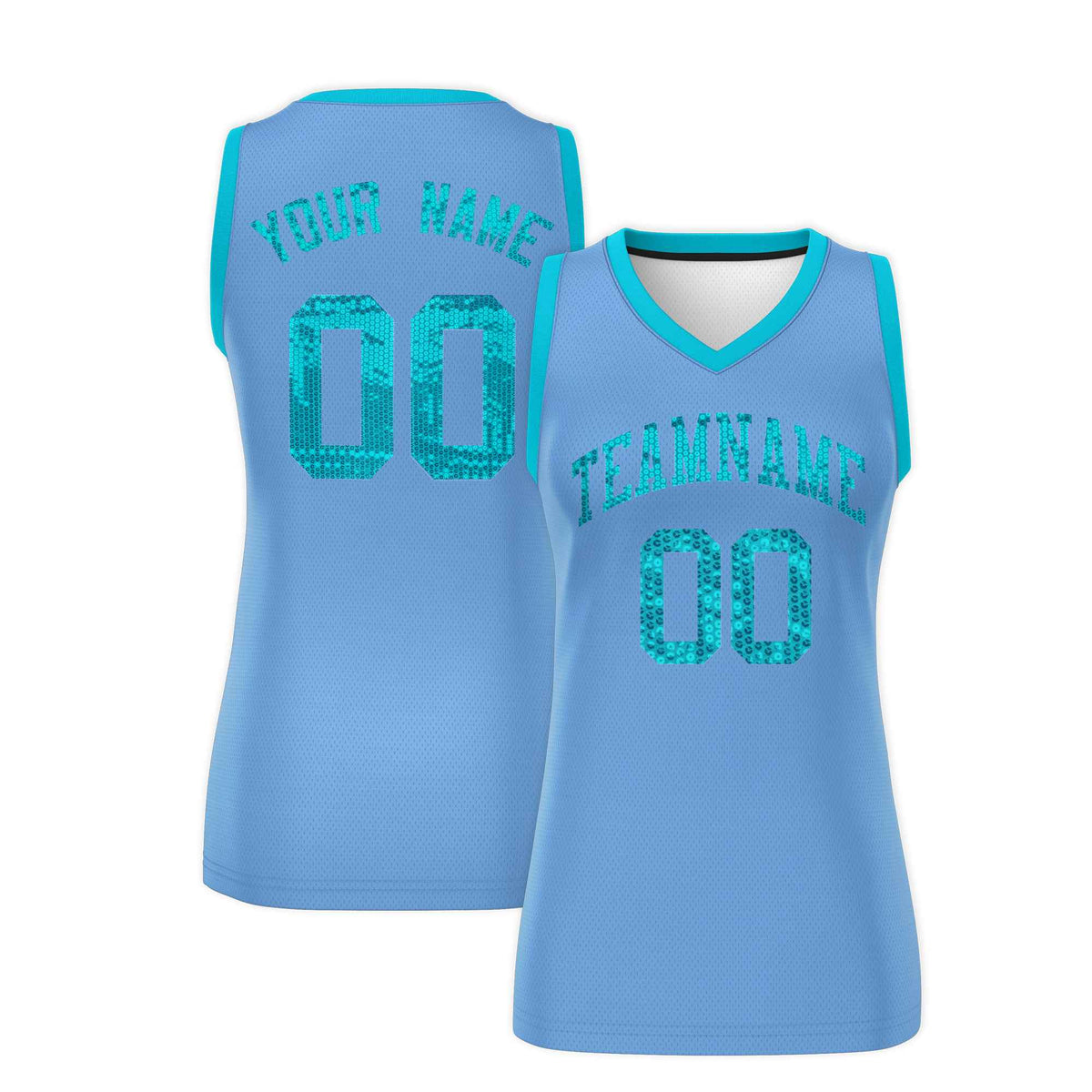 Custom Light Blue Sky Blue Women Basketball Jersey Sequined Dress|KXKSHOP