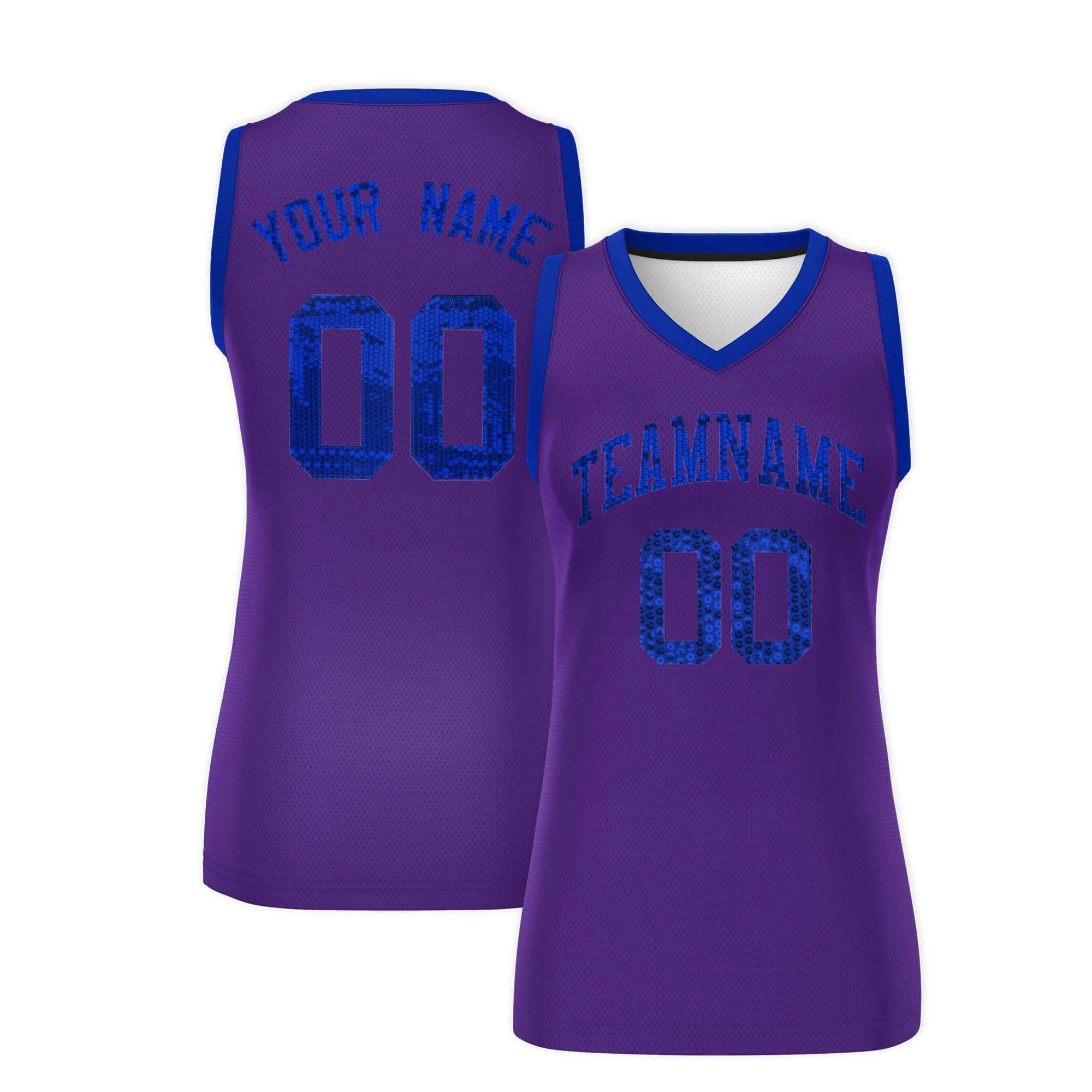 Custom Purple Royal Women Basketball Jersey Sequined Dress|KXKSHOP