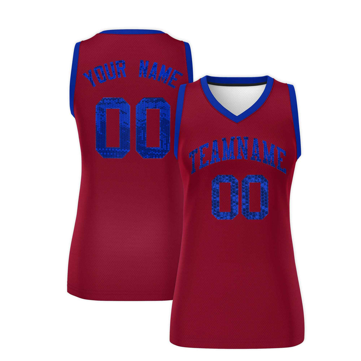 Custom Crimson Royal Women Basketball Jersey Sequined Dress|KXKSHOP