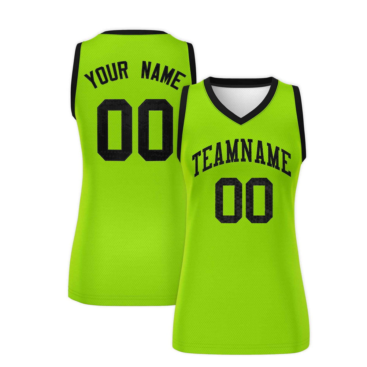 Custom Neon Green Black Women Basketball Jersey Sequined Dress|KXKSHOP