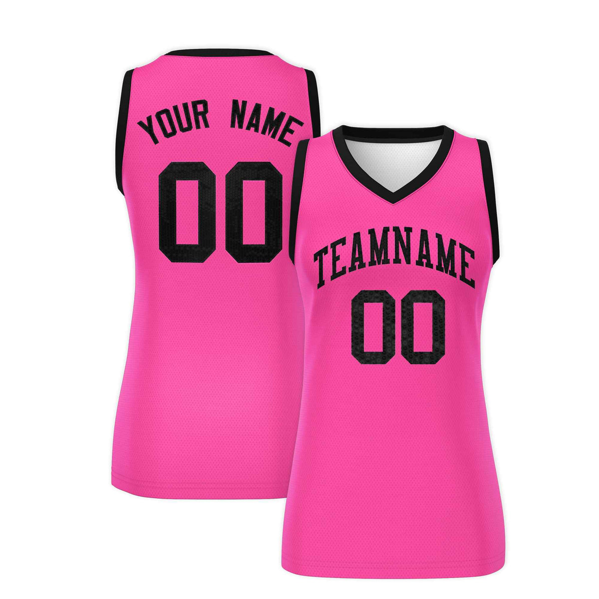 Custom Pink Black Women Basketball Jersey Sequined Dress|KXKSHOP