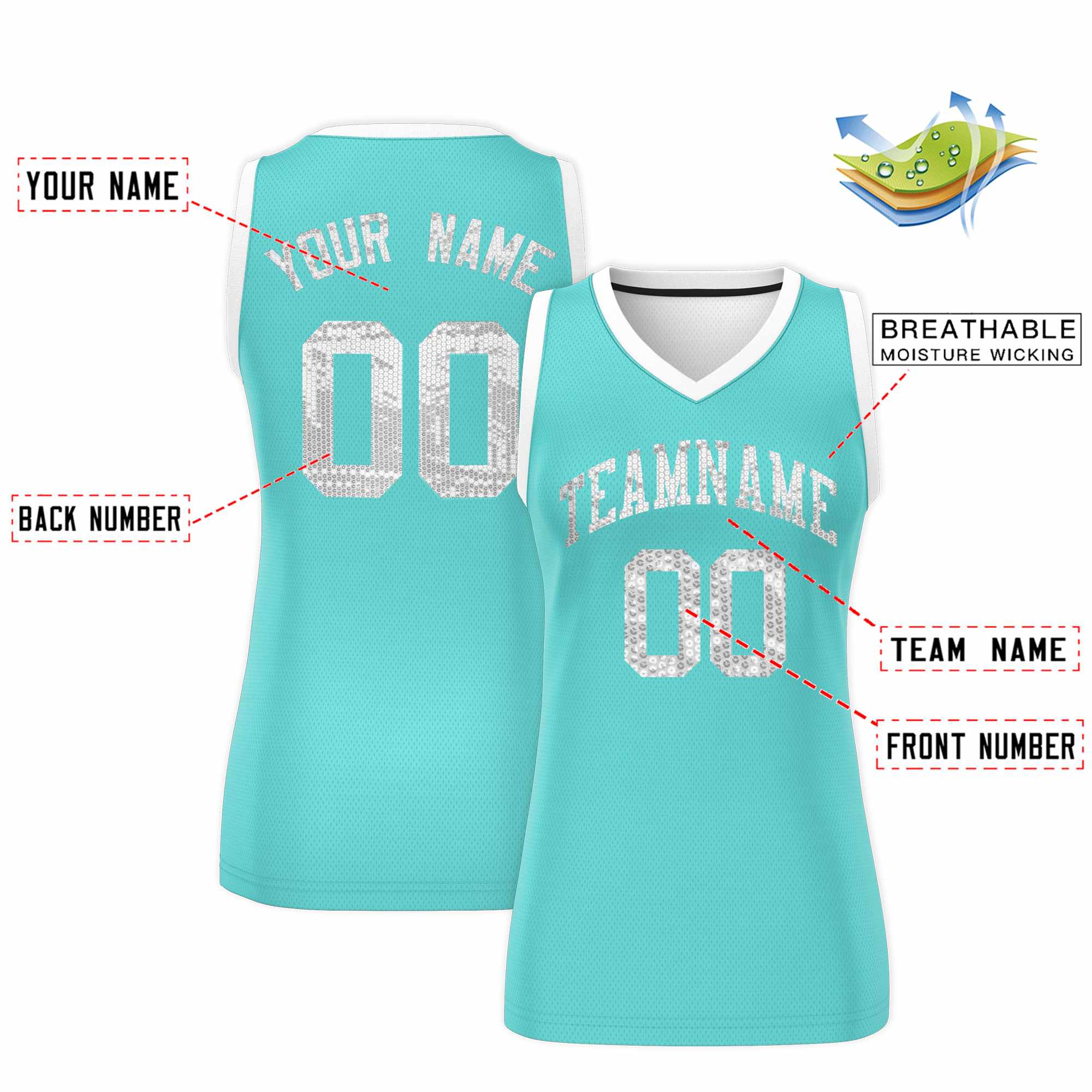 Custom Bright Green White Women Basketball Jersey Sequined Dress|KXKSHOP