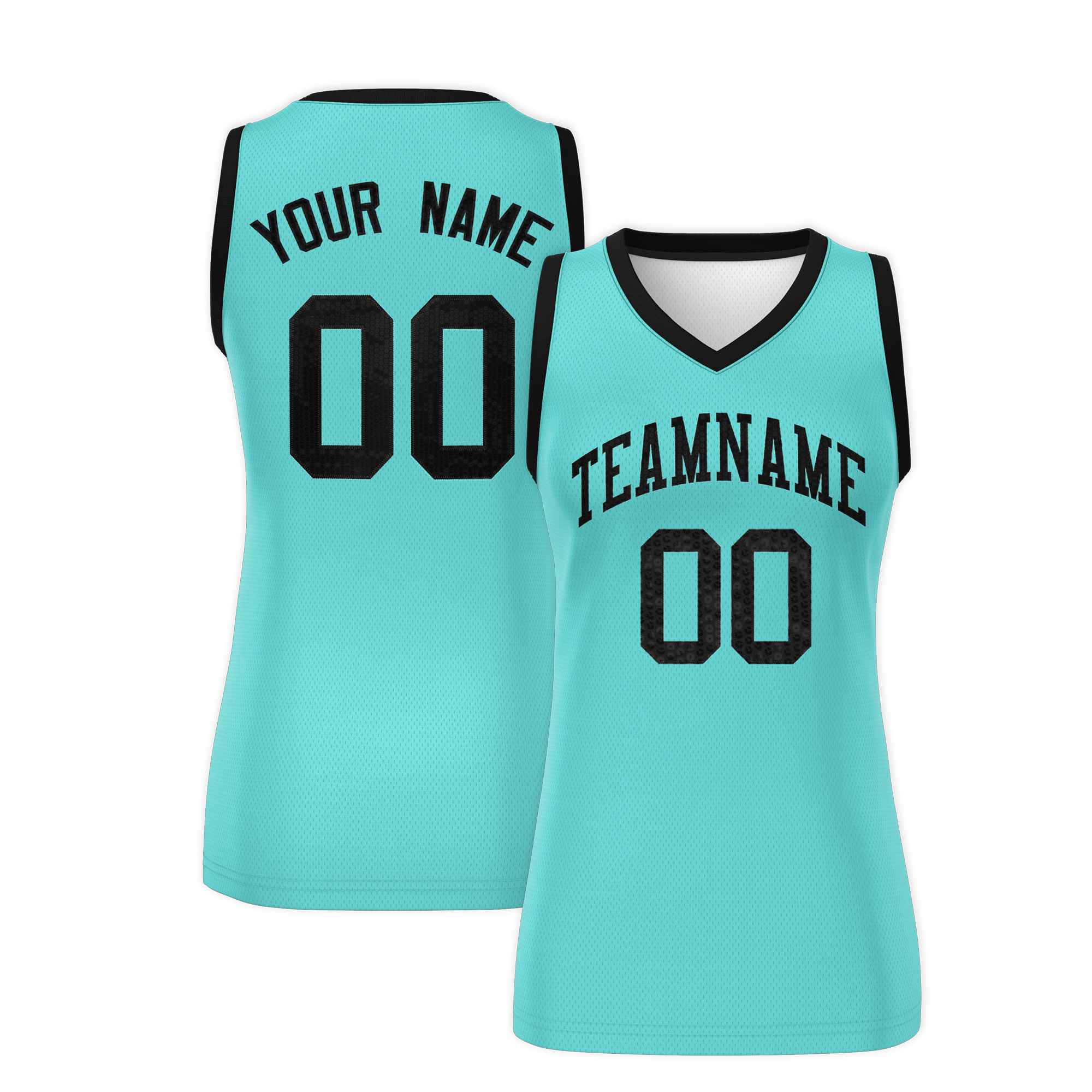 Custom Bright Green Black Women Basketball Jersey Sequined Dress|KXKSHOP