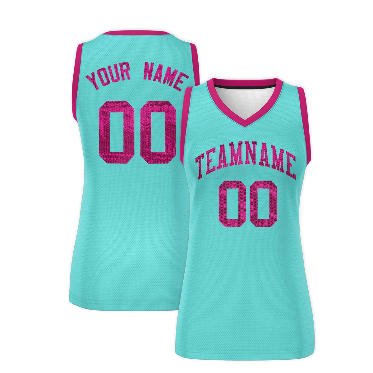 Custom Bright Green Pink Women Basketball Jersey Sequined Dress|KXKSHOP