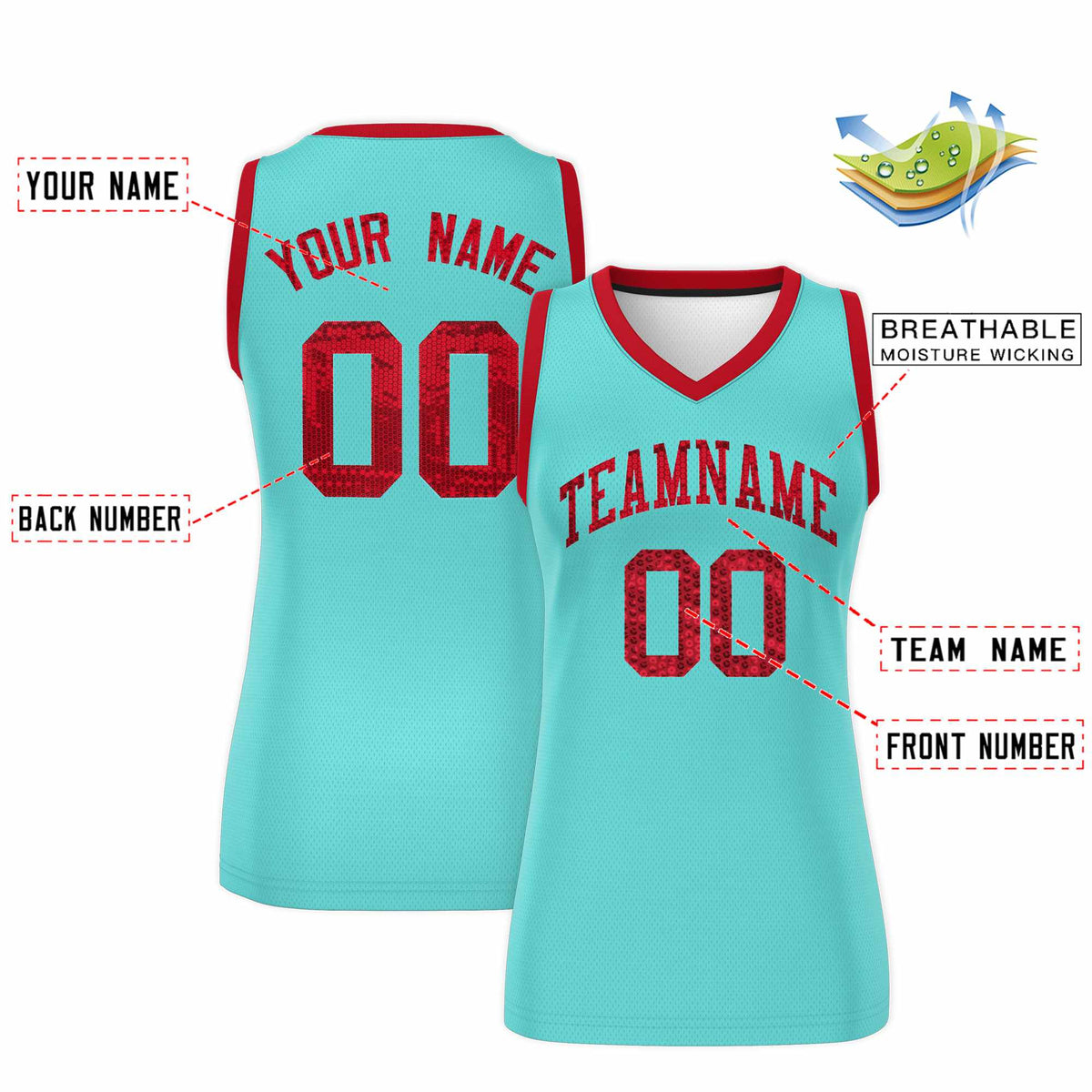 Custom Bright Green Red Women Basketball Jersey Sequined Dress|KXKSHOP