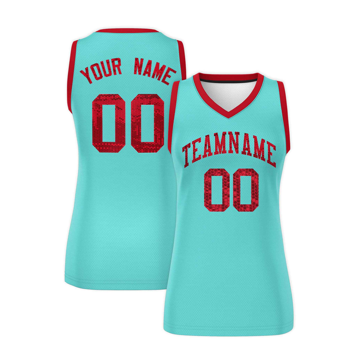 Custom Bright Green Red Women Basketball Jersey Sequined Dress|KXKSHOP
