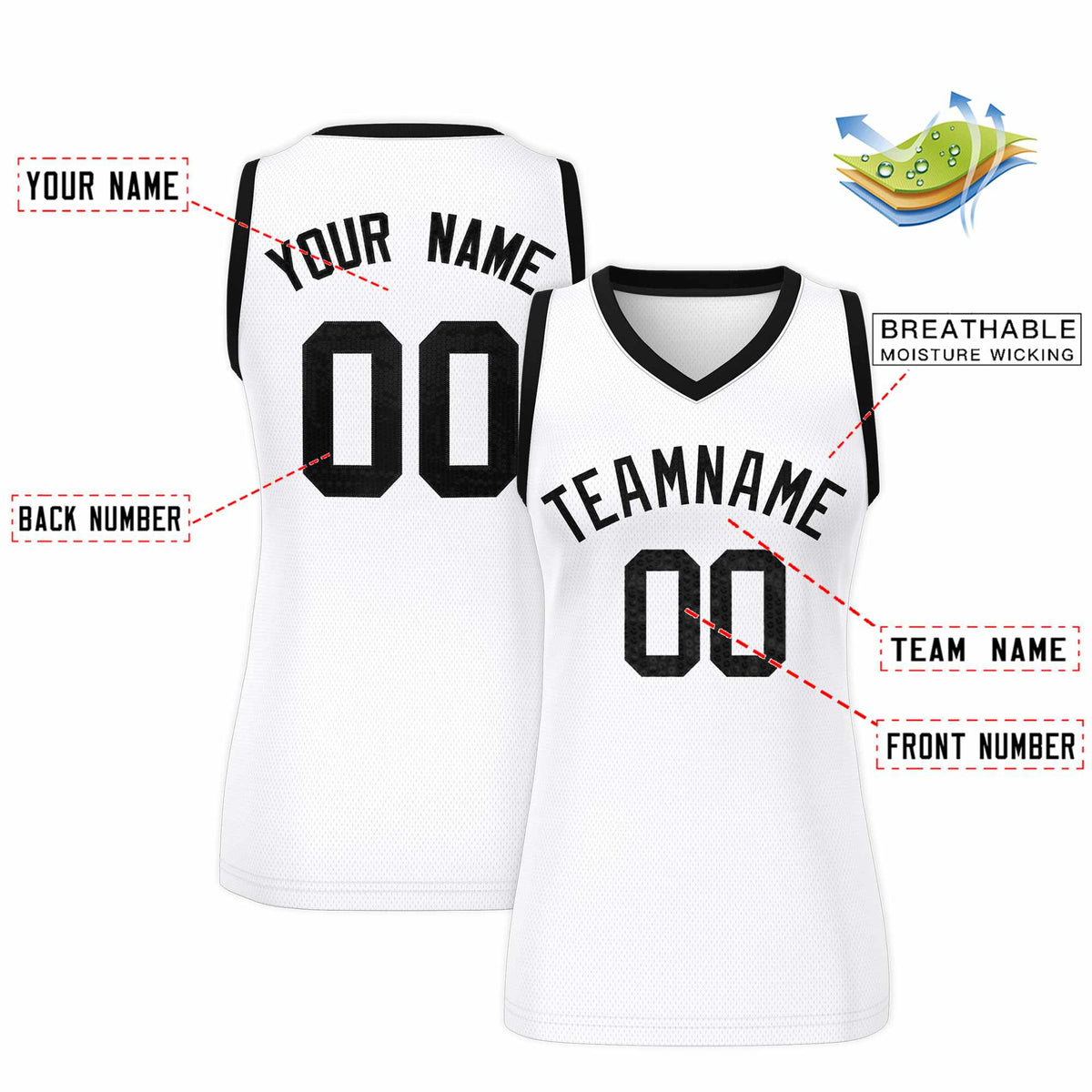 Custom White Black Women Basketball Jersey Sequined Dress|KXKSHOP
