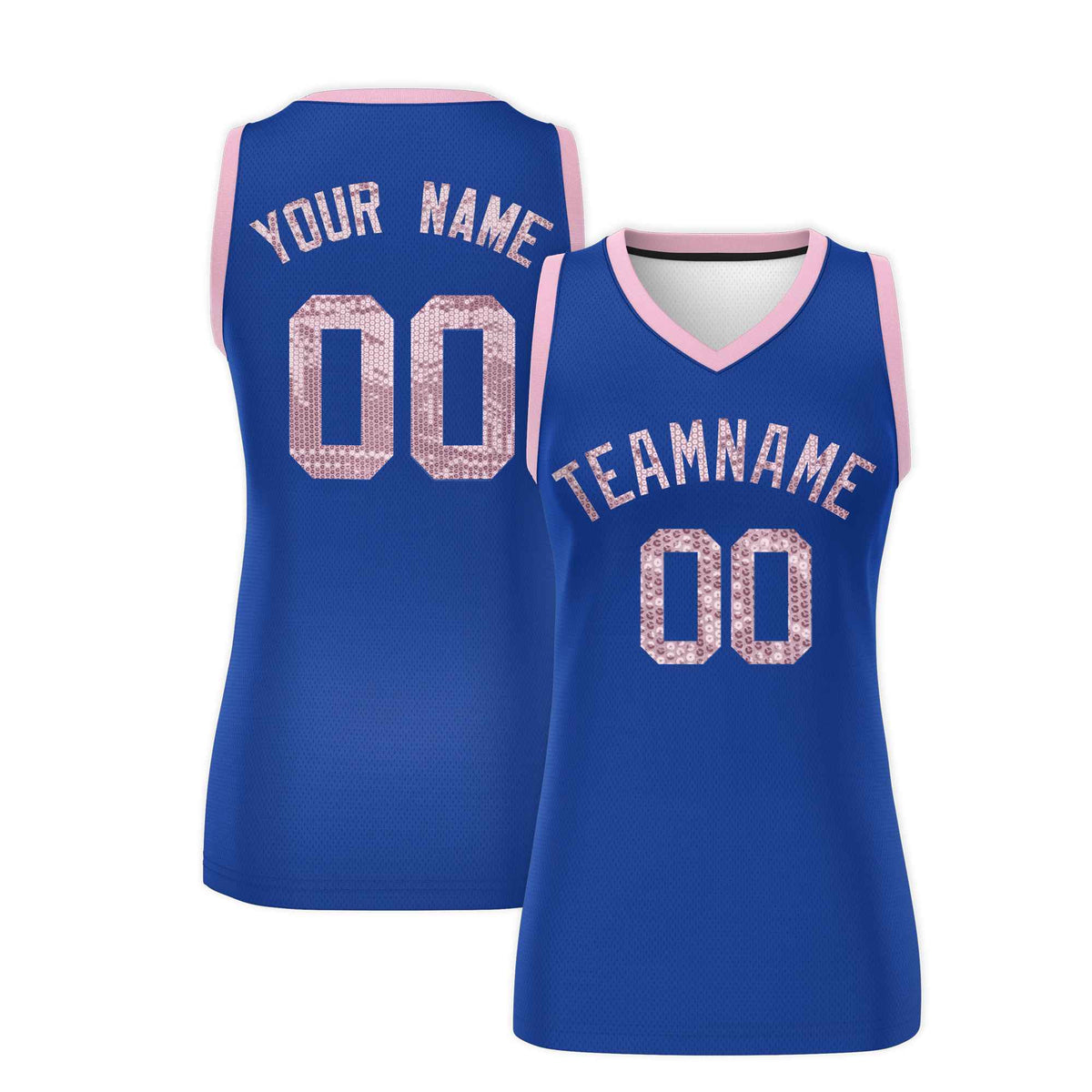 Custom Royal Light Pink Women Basketball Jersey Sequined Dress|KXKSHOP