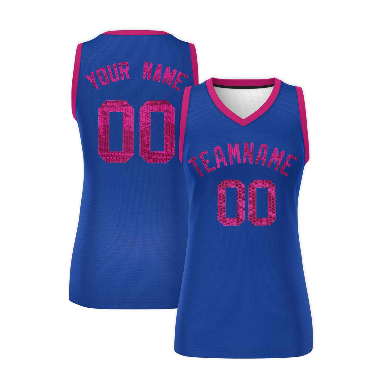 Custom Royal Pink Women Basketball Jersey Sequined Dress|KXKSHOP