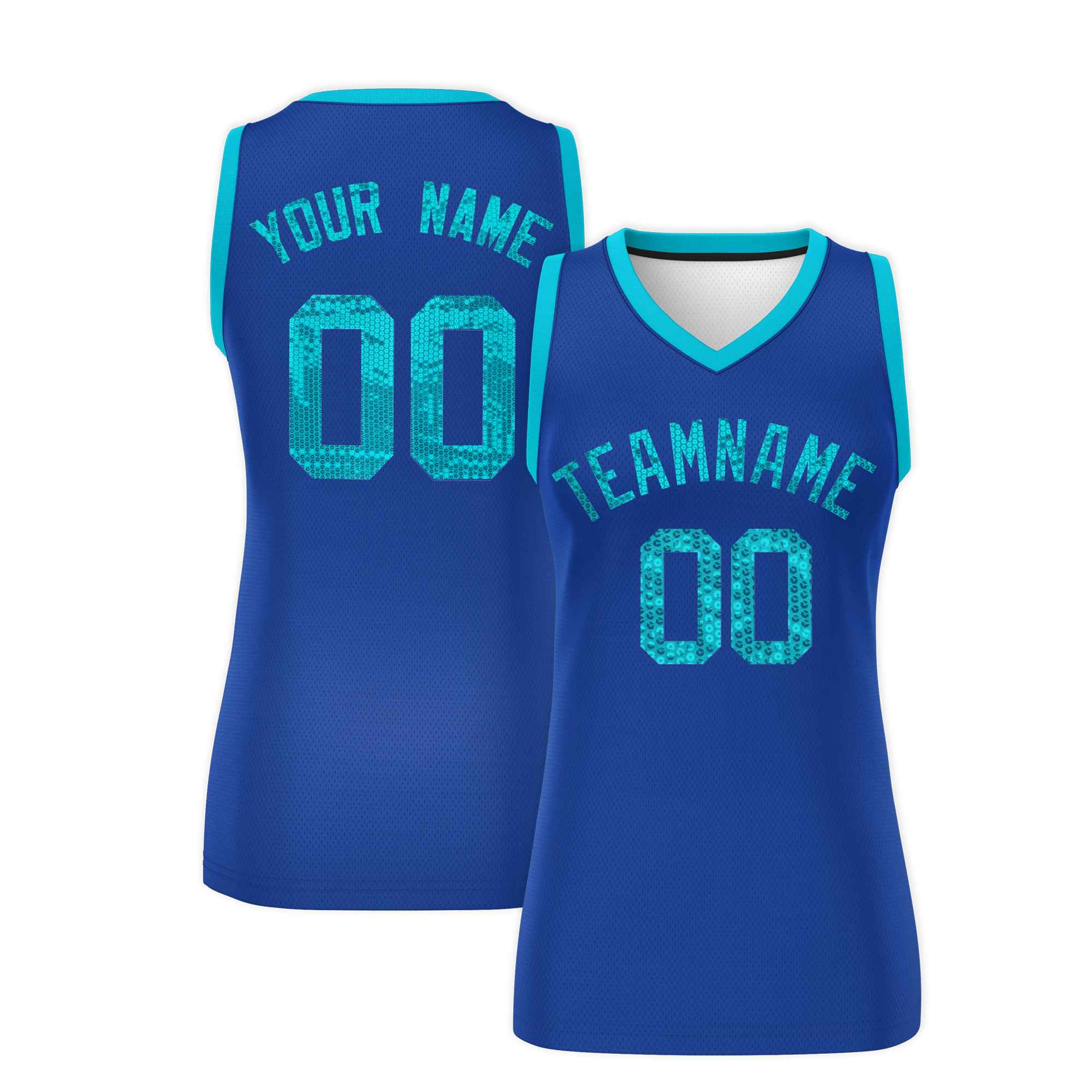 Custom Royal Sky Blue Women Basketball Jersey Sequined Dress|KXKSHOP