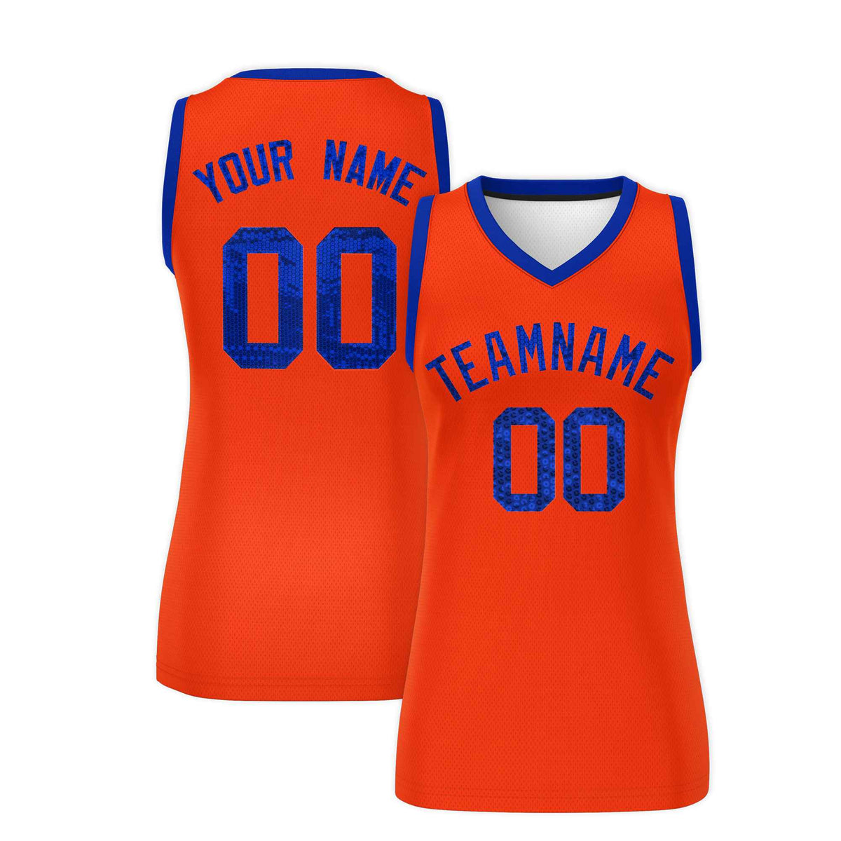 Custom Orange Royal Women Basketball Jersey Sequined Dress|KXKSHOP