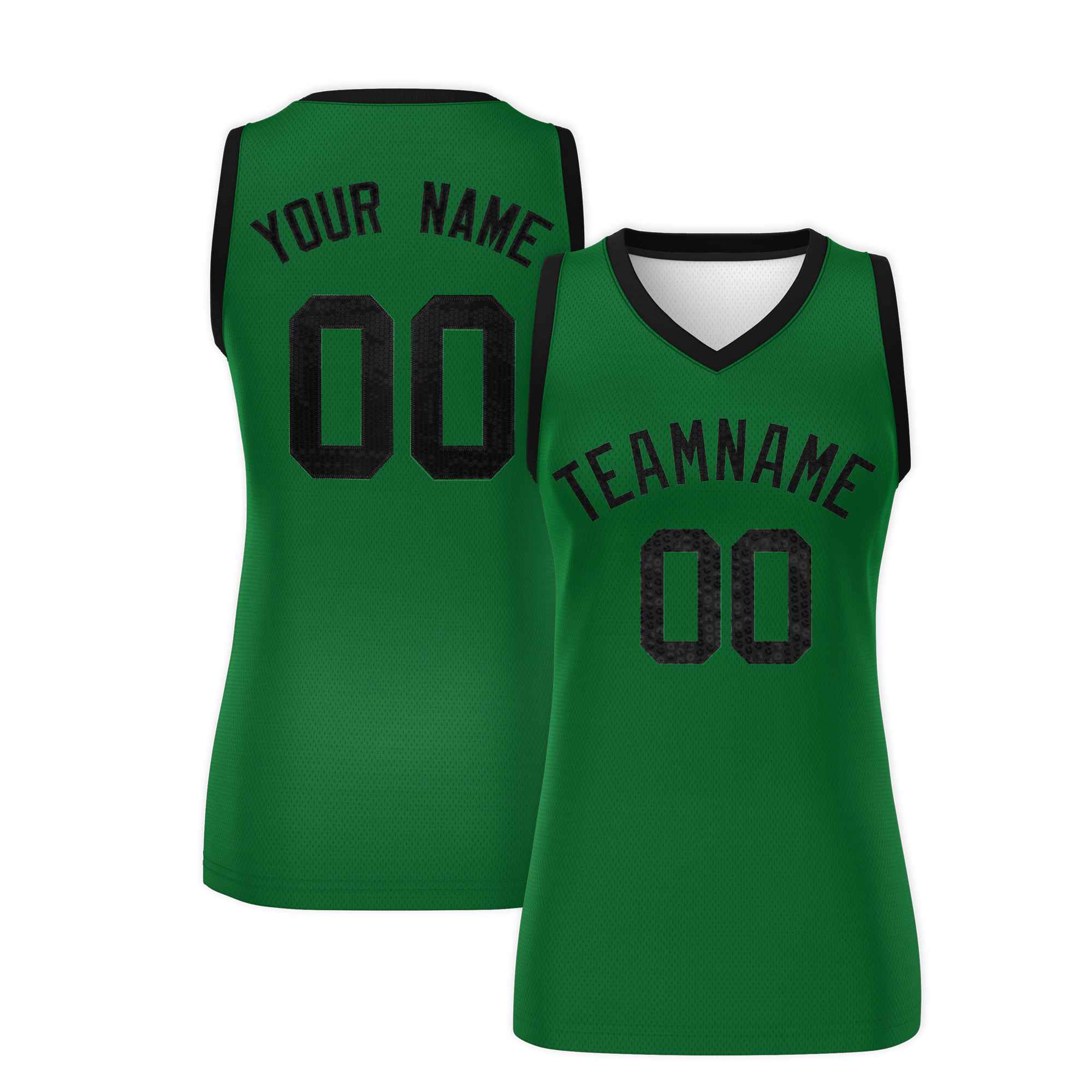 Custom Kelly Green Black Women Basketball Jersey Sequined Dress|KXKSHOP