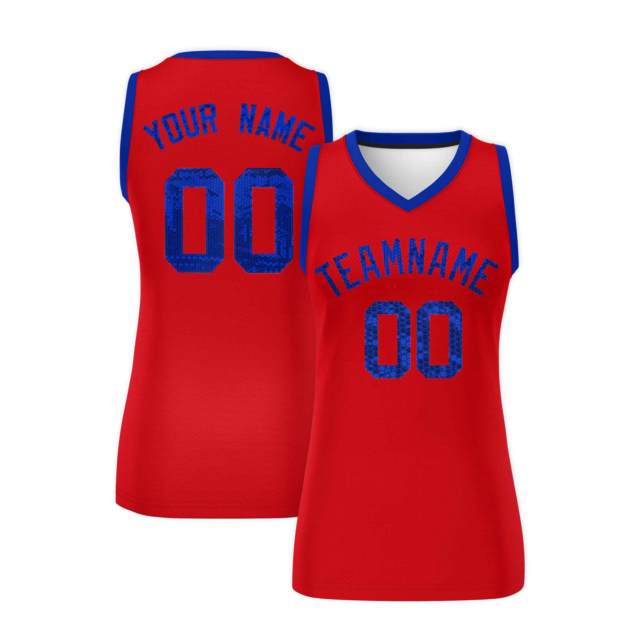 Custom Red Royal Women Basketball Jersey Sequined Dress|KXKSHOP