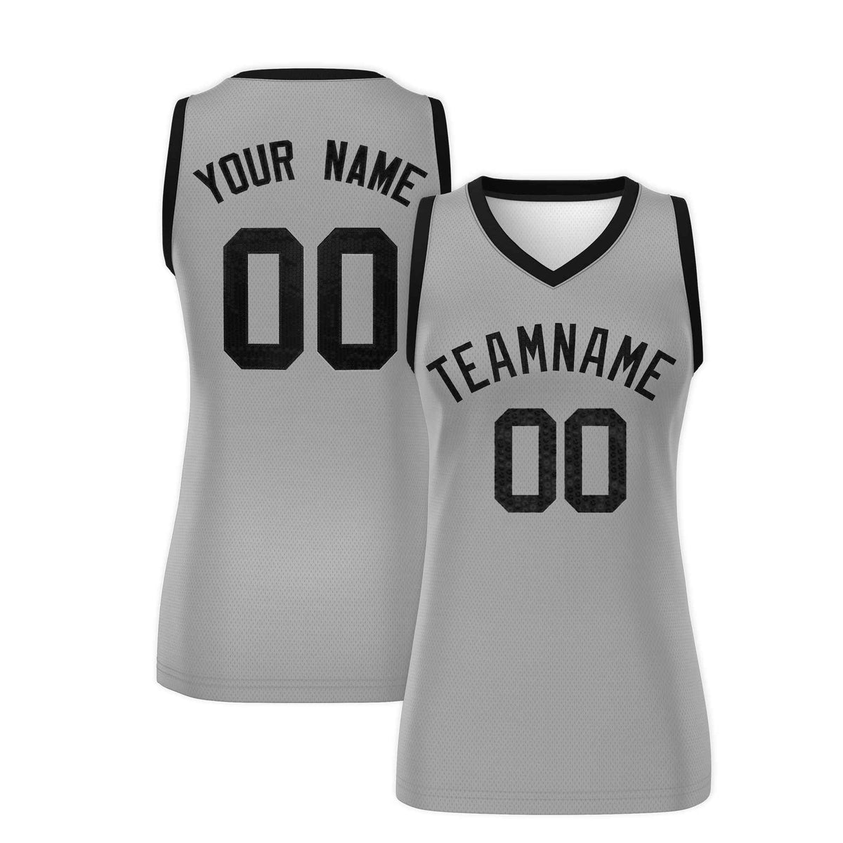 Custom Silver Black Women Basketball Jersey Sequined Dress|KXKSHOP