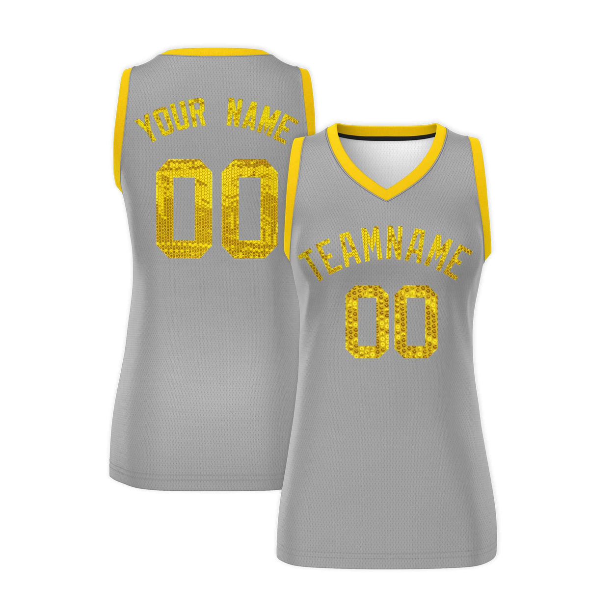 Custom Silver Gold Women Basketball Jersey Sequined Dress|KXKSHOP