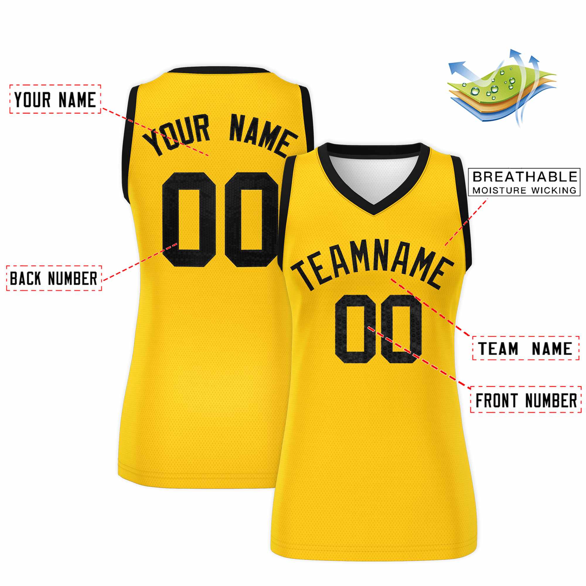 Custom Gold Black Women Basketball Jersey Sequined Dress|KXKSHOP