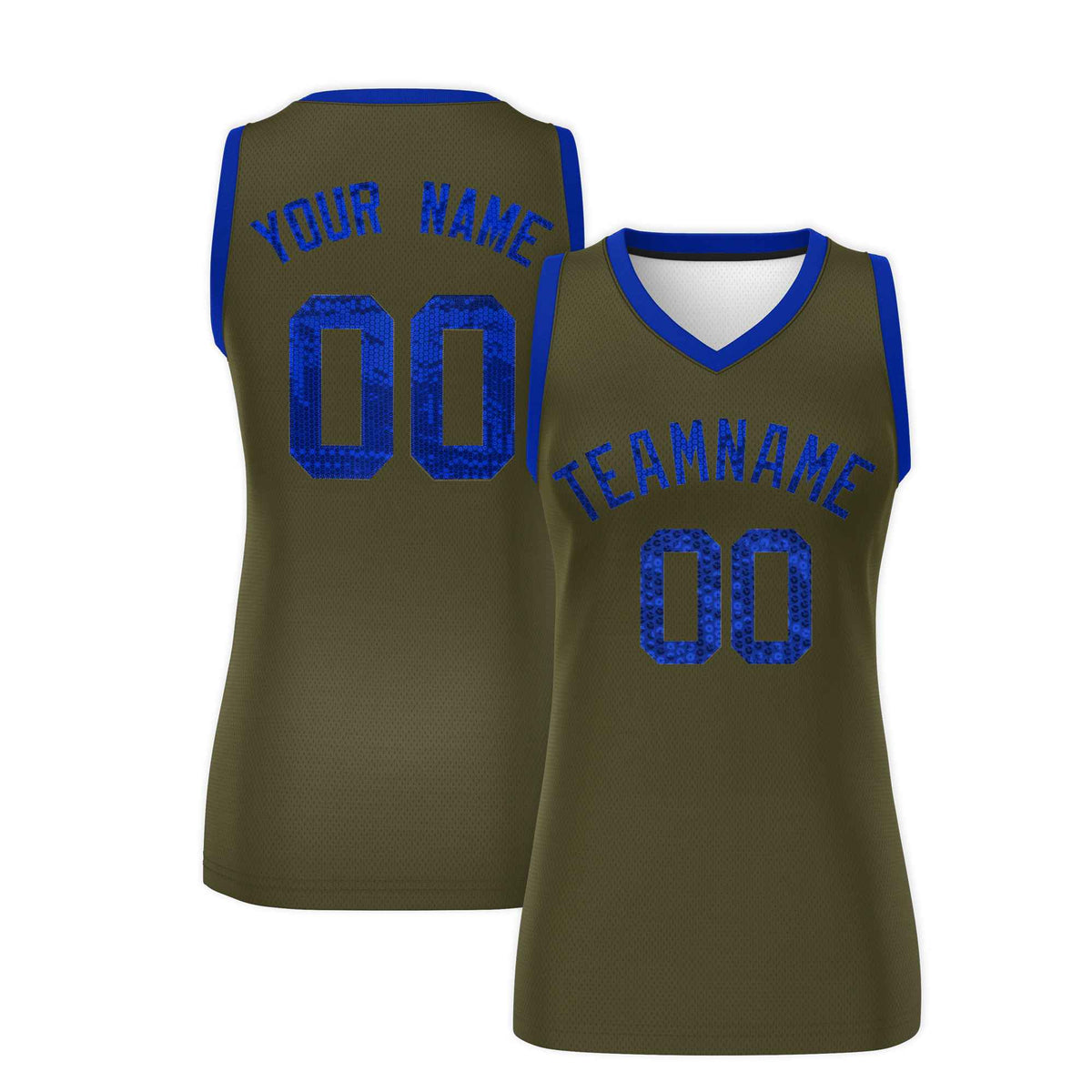 Custom Olive Royal Women Basketball Jersey Sequined Dress|KXKSHOP