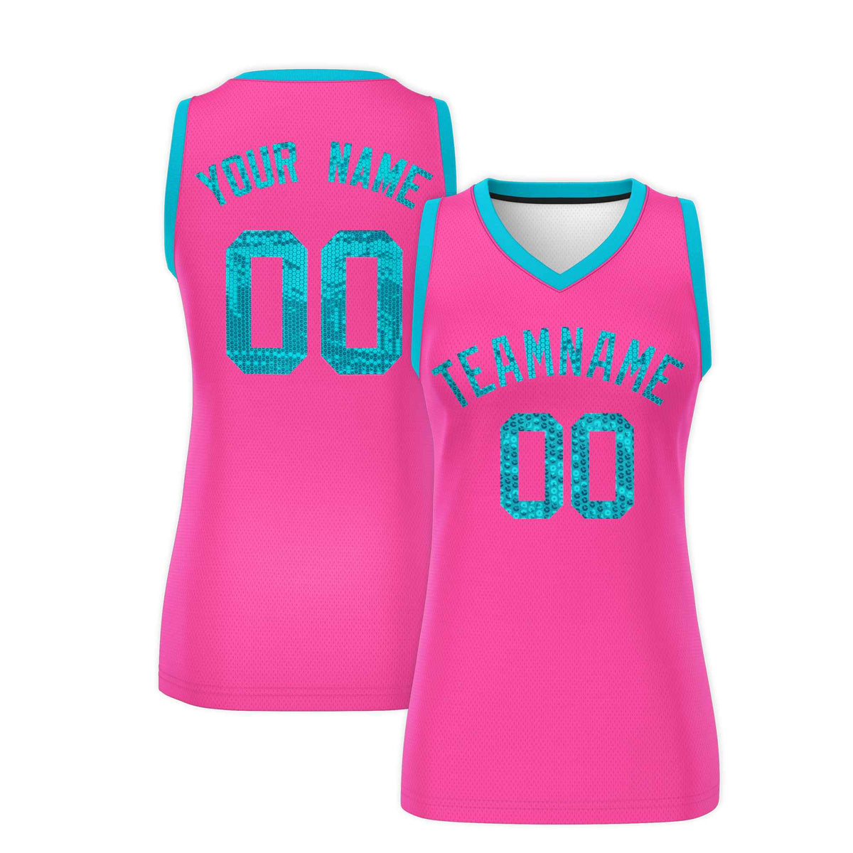 Custom Pink Sky Blue Women Basketball Jersey Sequined Dress|KXKSHOP