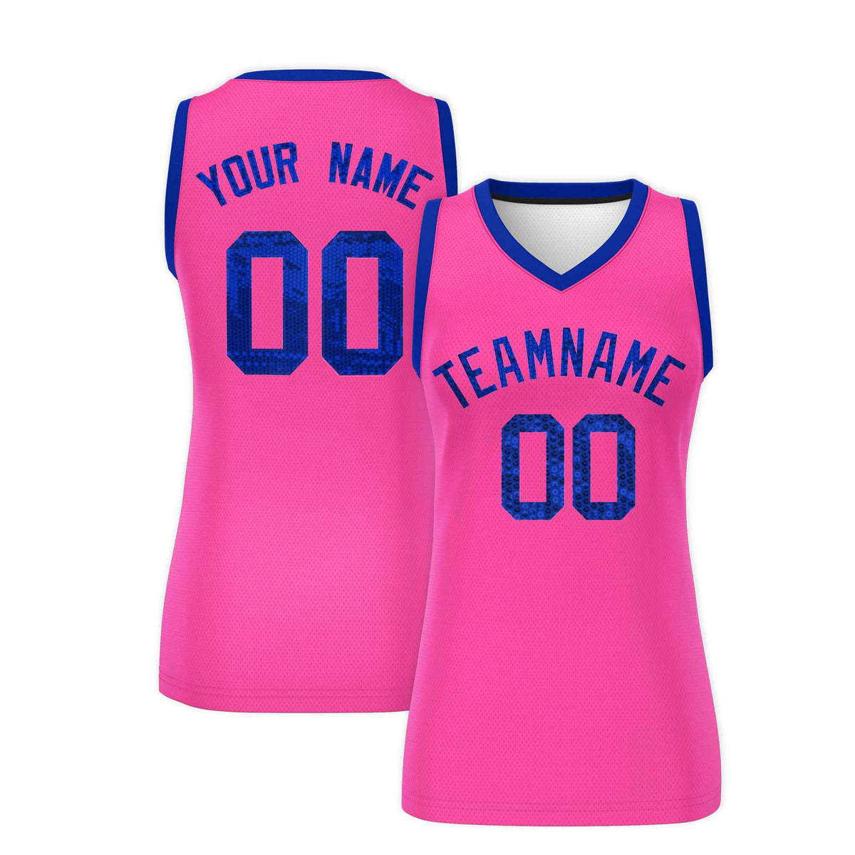 Custom Pink Royal Women Basketball Jersey Sequined Dress|KXKSHOP