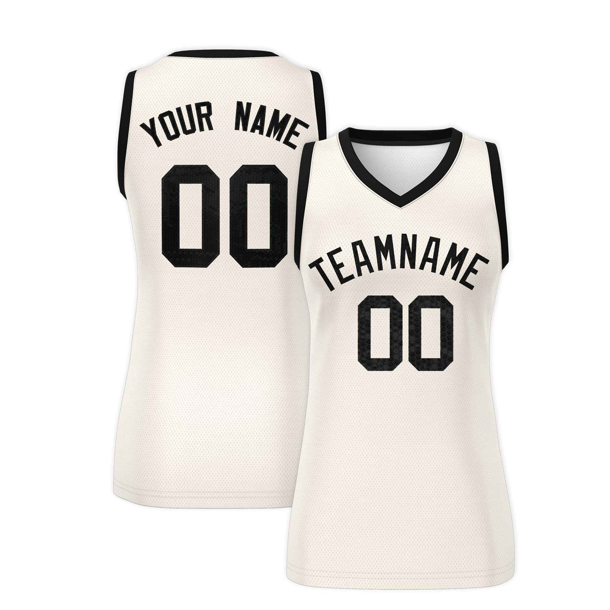 Custom Cream Black Women Basketball Jersey Sequined Dress|KXKSHOP