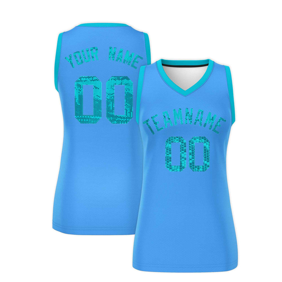 Custom Powder Blue Sky Blue Women Basketball Jersey Sequined Dress|KXKSHOP