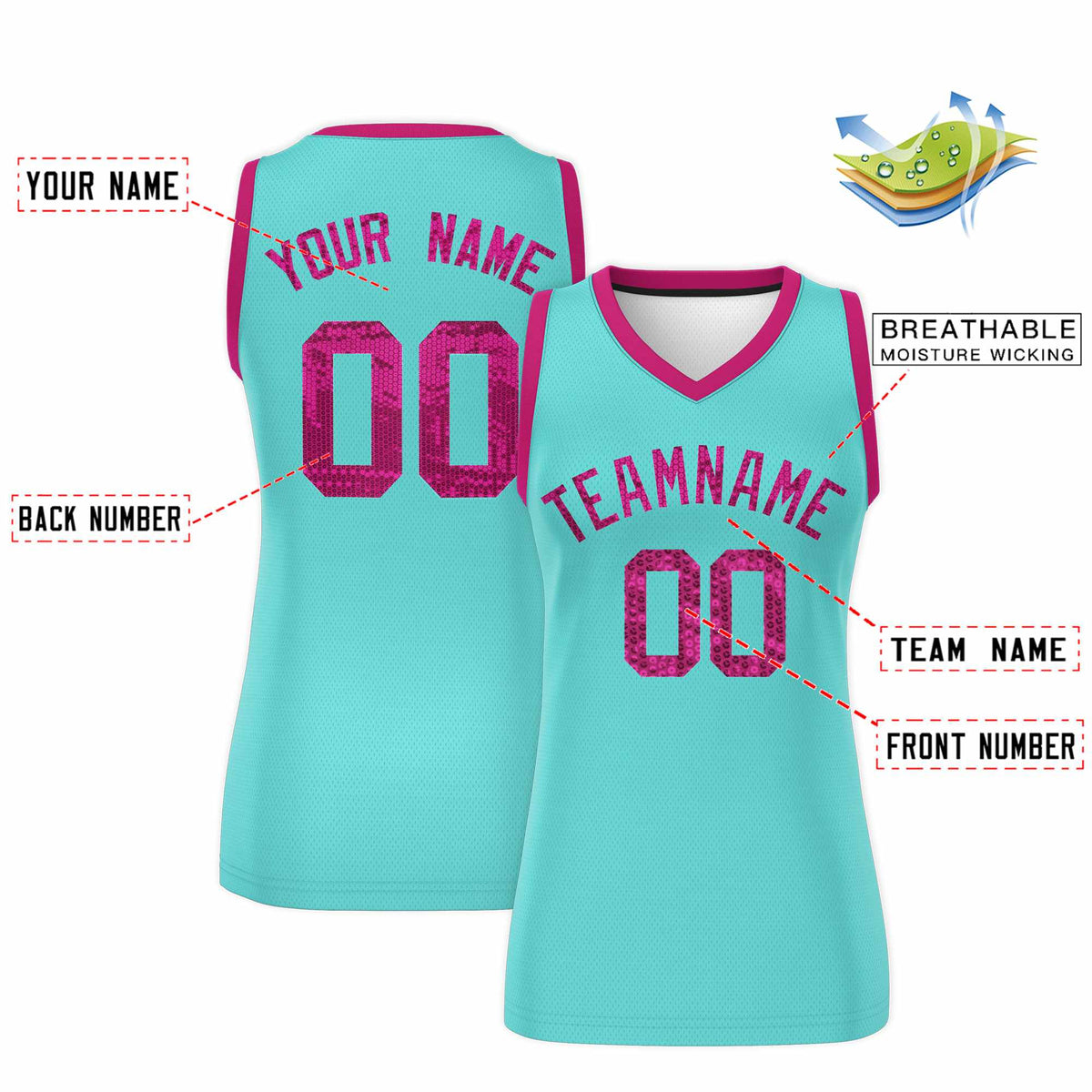 Custom Bright Green Pink Women Basketball Jersey Sequined Dress|KXKSHOP