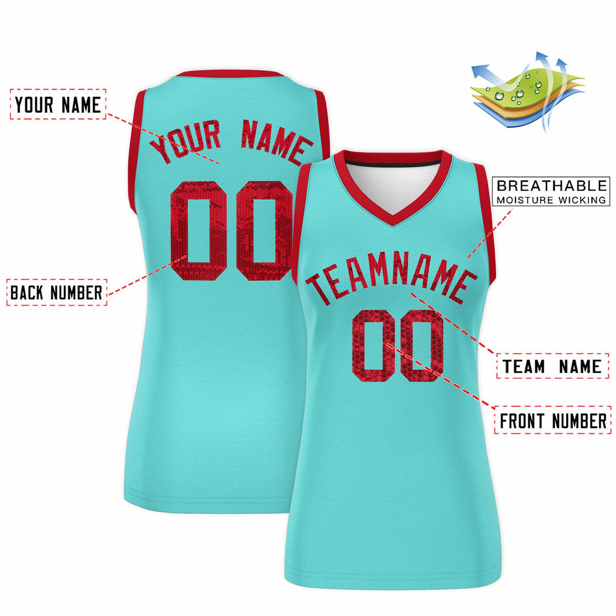 Custom Bright Green Red Women Basketball Jersey Sequined Dress|KXKSHOP