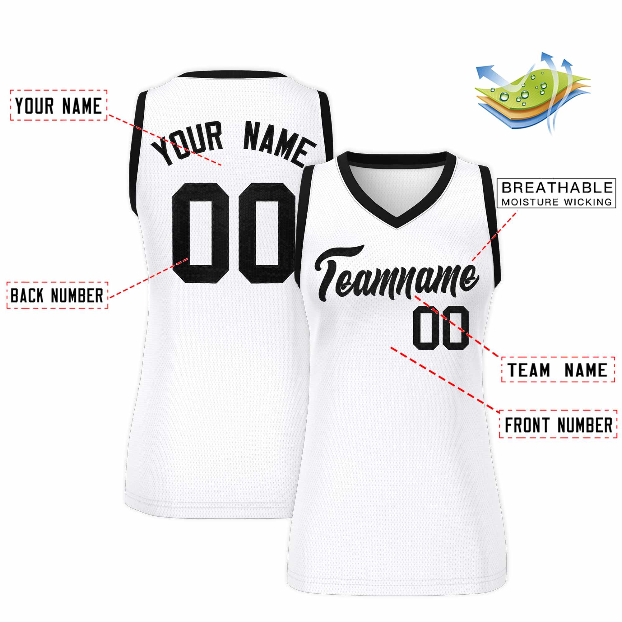 Custom White Black Women Basketball Jersey Sequined Dress|KXKSHOP