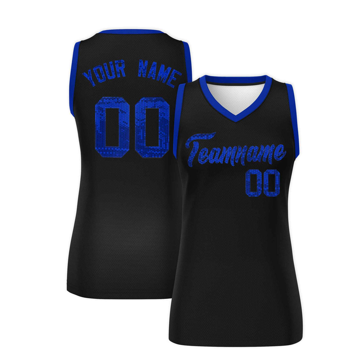 Custom Black Royal Women Basketball Jersey Sequined Dress|KXKSHOP
