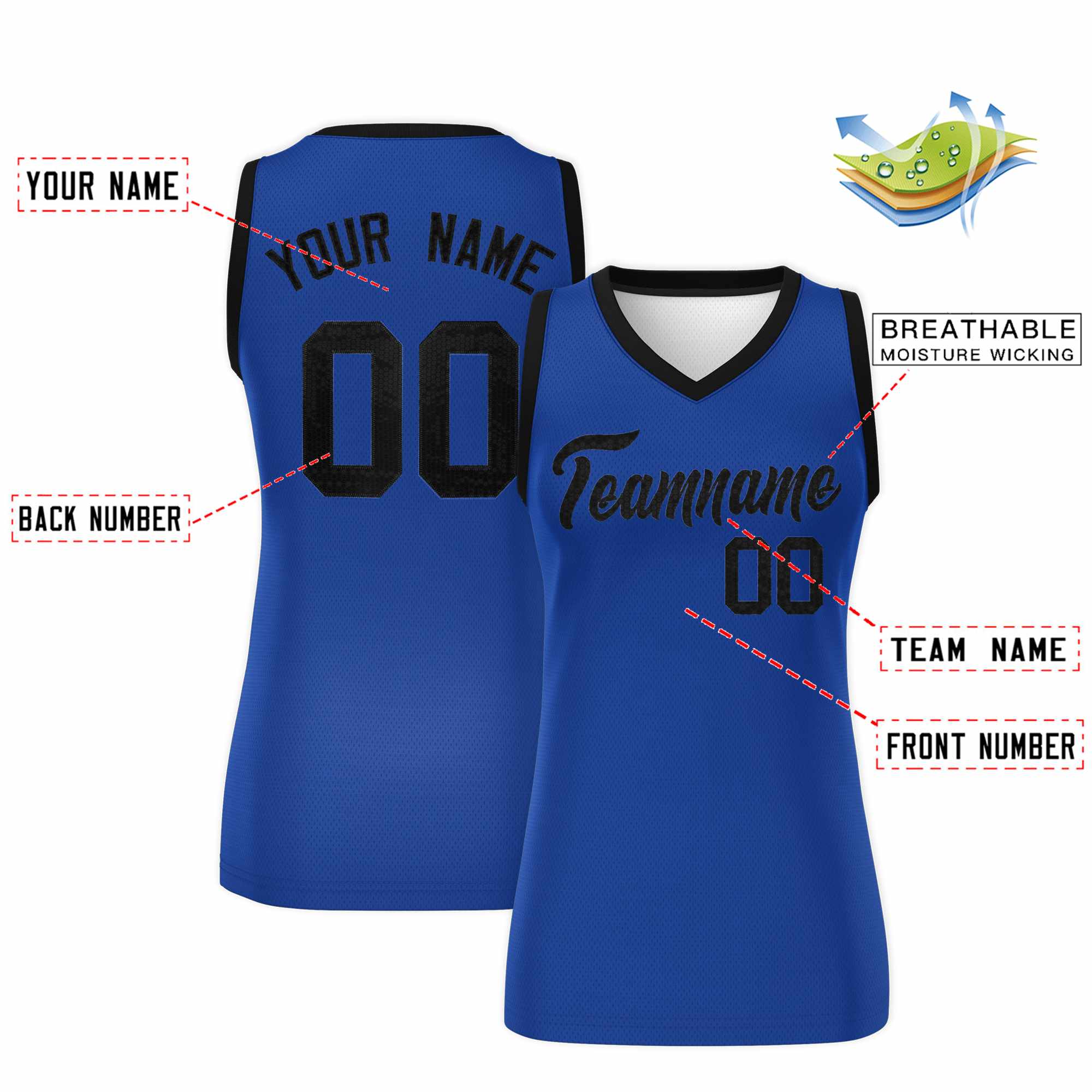 Custom Royal Black Women Basketball Jersey Sequined Dress|KXKSHOP