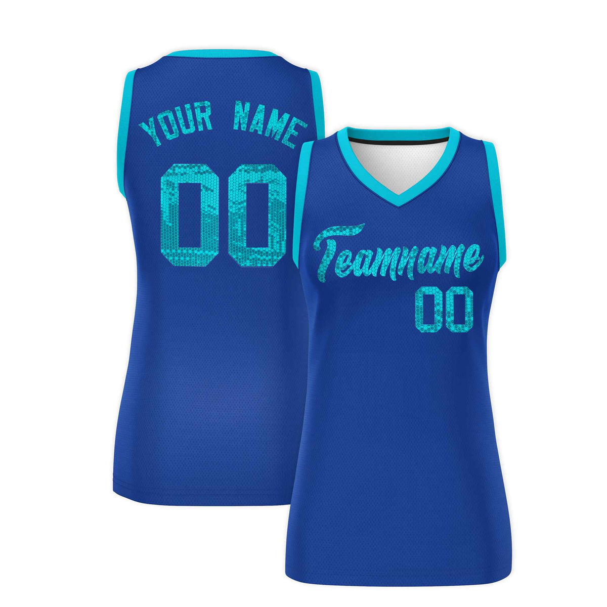 Custom Royal Sky Blue Women Basketball Jersey Sequined Dress|KXKSHOP