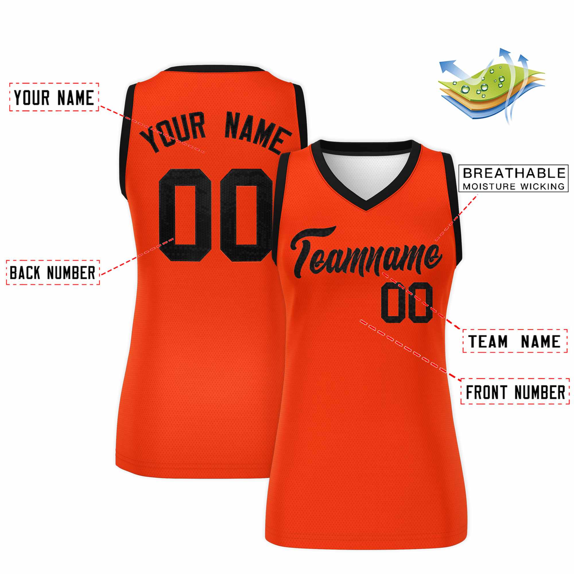 Custom Orange Black Women Basketball Jersey Sequined Dress|KXKSHOP