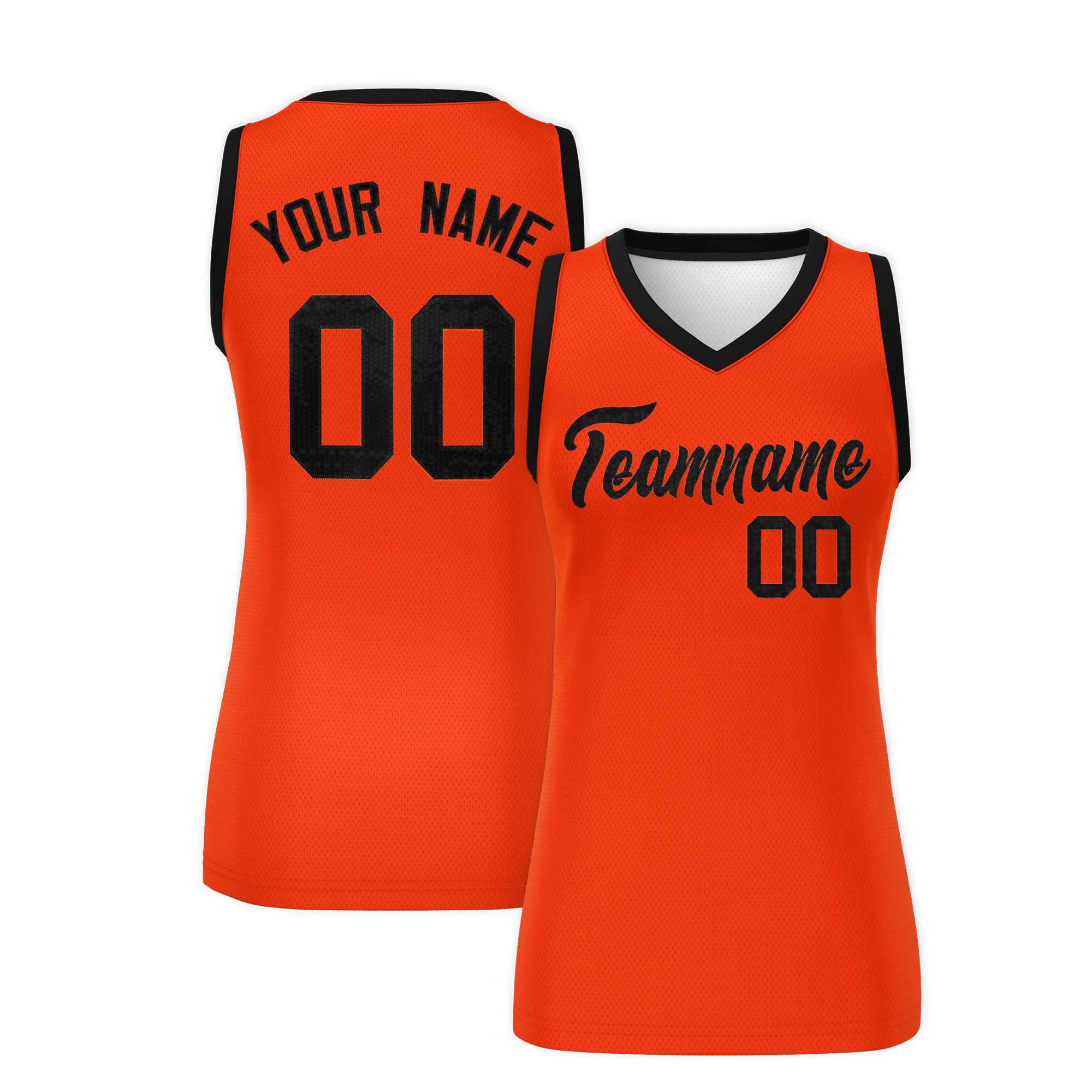 Custom Orange Black Women Basketball Jersey Sequined Dress|KXKSHOP