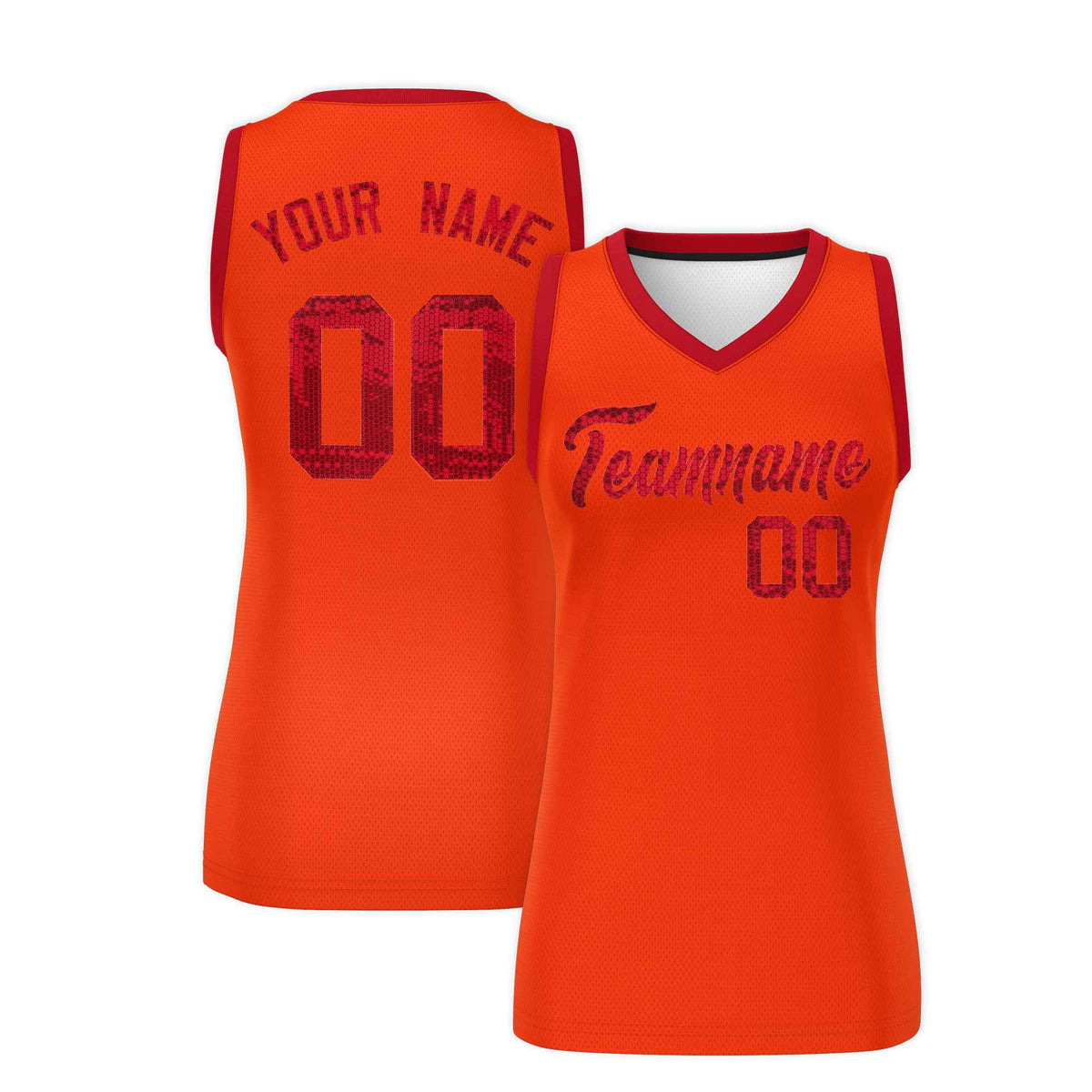 Custom Orange Red Women Basketball Jersey Sequined Dress|KXKSHOP