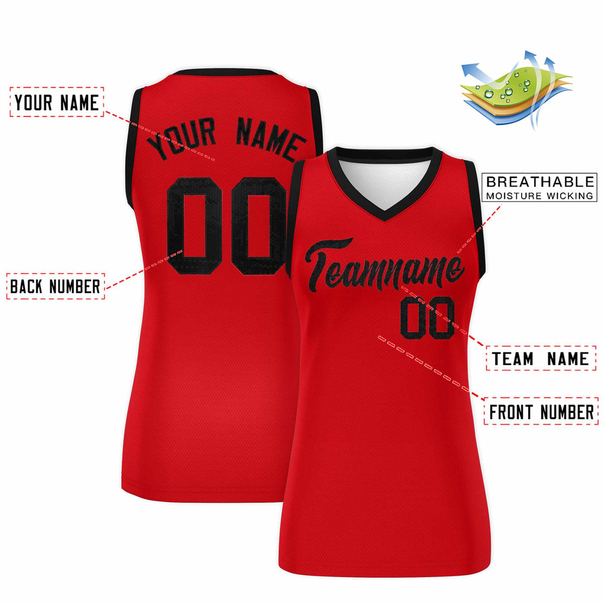 Custom Red Black Women Basketball Jersey Sequined Dress|KXKSHOP