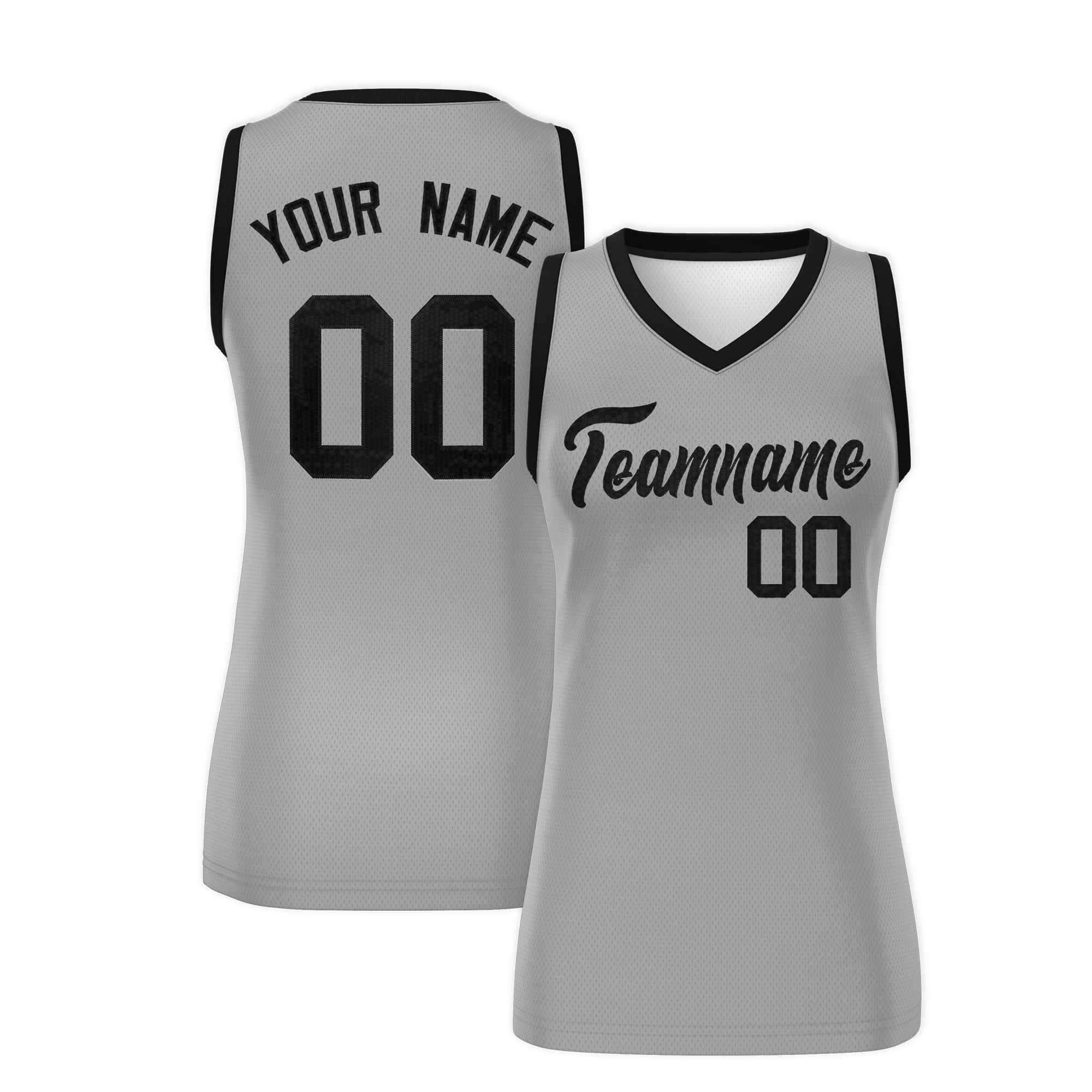Custom Silver Black Women Basketball Jersey Sequined Dress|KXKSHOP