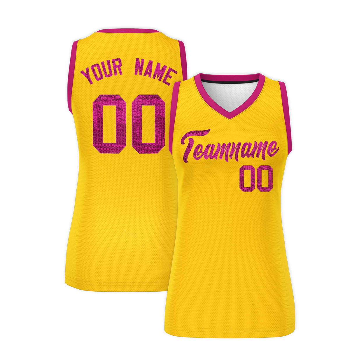 Custom Gold Pink Women Basketball Jersey Sequined Dress|KXKSHOP