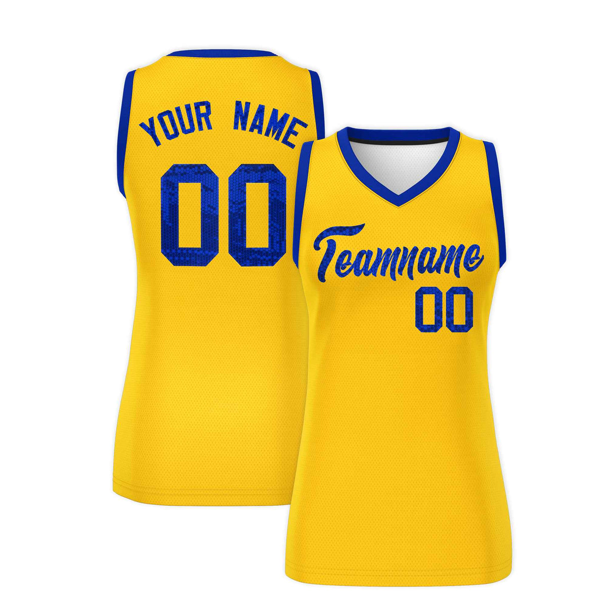 Custom Gold Royal Women Basketball Jersey Sequined Dress|KXKSHOP
