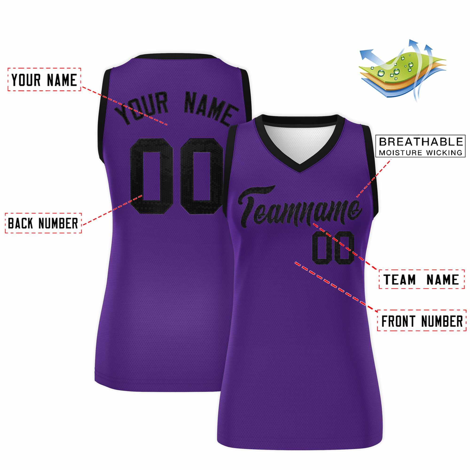 Custom Purple Black Women Basketball Jersey Sequined Dress|KXKSHOP