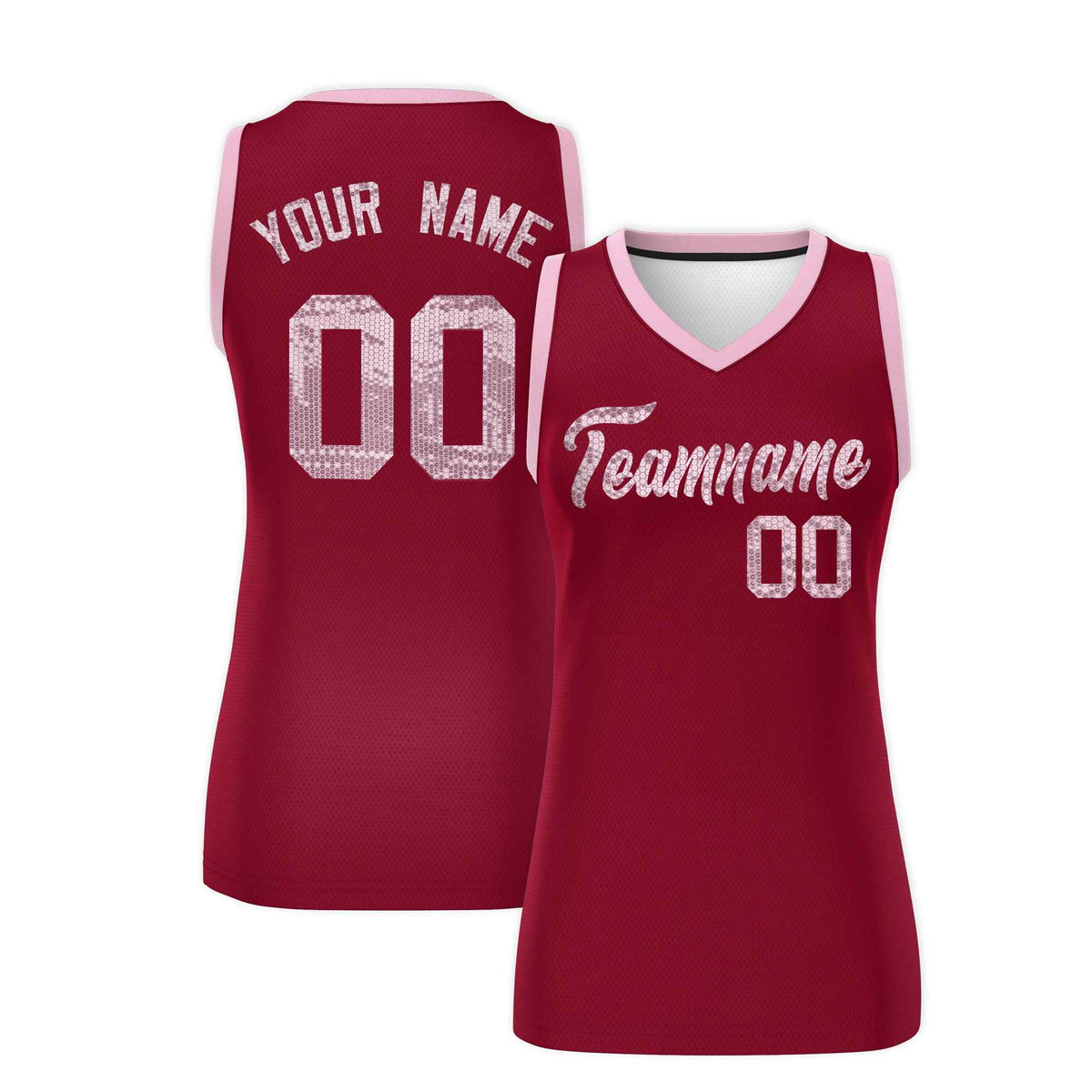 Custom Crimson Light Pink Women Basketball Jersey Sequined Dress|KXKSHOP